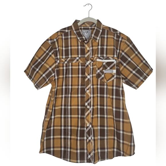 Seven7 Brown and Yellow Casual Button Down Shirt 2XL - Picture 1 of 4